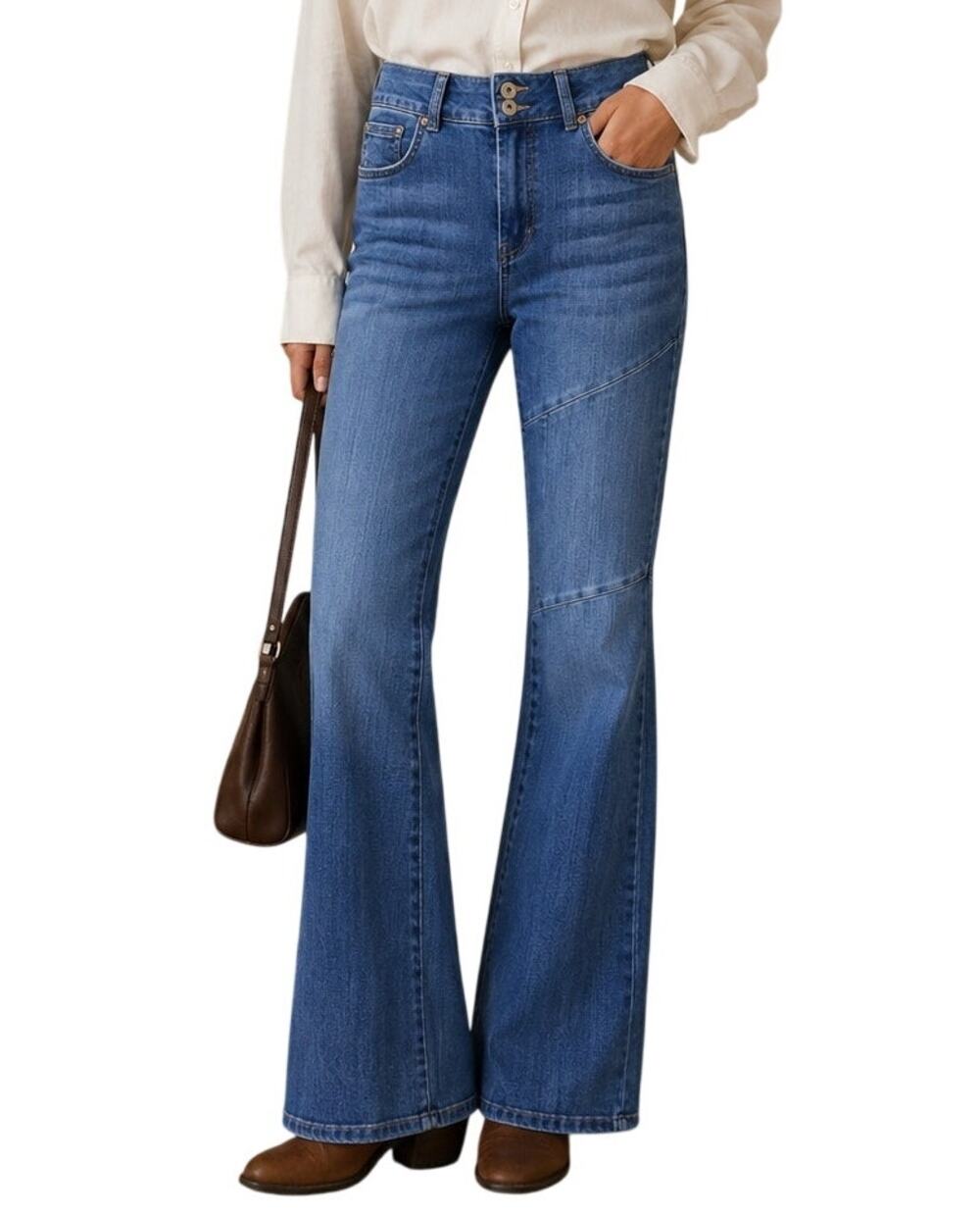 Bianco Womens High Rise Flare Kick Boot Jeans Size 26 Blue Y2K Retro Indie 90s